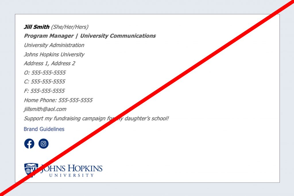 Email signature with home phone number and personal email address